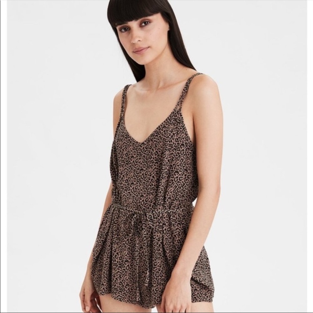 American Eagle Leopard Print Romper
